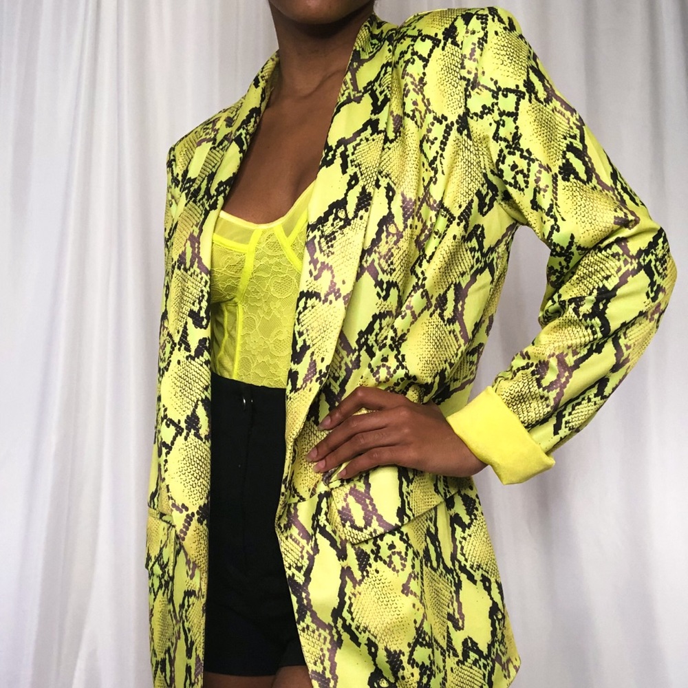 Lime Green Snakeprint Blazer